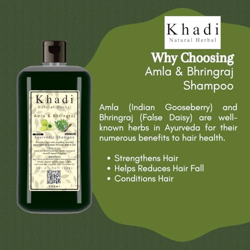 Image of Khadi Natural Herbal Amla Bhringraj Shampoo 500 ml And Aloevera Conditioner 200 ml For Hair Growth | Hair Fall Control Shampoo And Conditioner Combo Pack