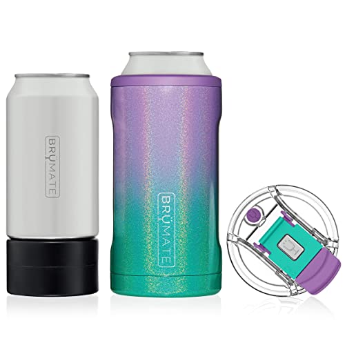 BrüMate Hopsulator Trio 3-in-1 Insulated Can Cooler for 12oz / 16oz Cans + 100% Leak Proof Tumbler with Lid | Can Coozie Insulated for Hard Seltzer, Beer, Soda, and Energy Drinks (Mermaid)