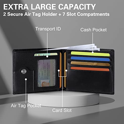 Genuine Leather Wallet for Men, Slim Bifold RFID Blocking Front Pocket, Minimalist Design with Magnetic Closure, Stylish and Functional (Black)3