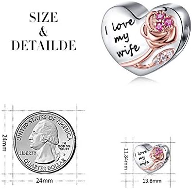 FOREVER QUEEN i love you Charms fit Bracelet 925 Sterling Silver Love Heart Rose Gold Charm Bead for Bracelet Jewellery Gift for Lover With Box