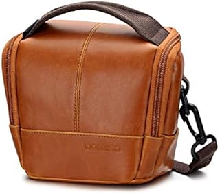 DOMISO Water-Restraint Camera Case Shoulder Bag Anti-Shock Outdoor with Detachable Strap, Brown