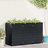 Gecheer Wagenmüllbehälter für 3 Behälter Schwarz 204 x 77,5 x 121,5 cm, Müllbox Wetterfeste Mülltonnenbox für Campingplätze Bürokomplex Wohnanlagen3394739