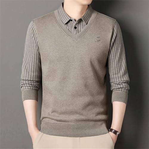 Men's Fleece Lined Sweater Polo Collar Pullover Tops Fashion Causal Pullovers Slim Fit Thick Clothes4