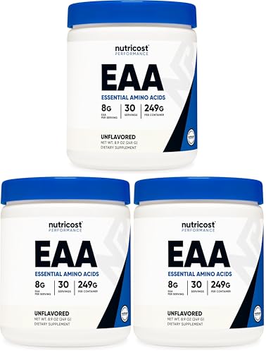 Image of Nutricost EAA Powder 30 Servings (Unflavored) - Essential Amino Acids - Non-GMO, Gluten Free, Vegetarian Friendly (Pack of 3)