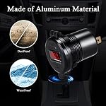 Dual USB C Car Charger Socket 12V/24V USB Outlet, 45W PD Type C Dual USB Port Fast Charger DIY Cars Socket (Red)
