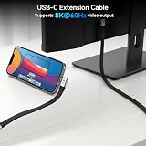 aceyoon Przedłużacz USB C, krótki, 0,2 m, 240 W PD, kabel do szybkiego ładowania, USB4.0, 80 Gb/s, 8K 60 Hz, transmisja wideo 90°, kąt 90°, gniazdo typu C na wtyczkę, kabel do Thunderbolt 4, laptopa