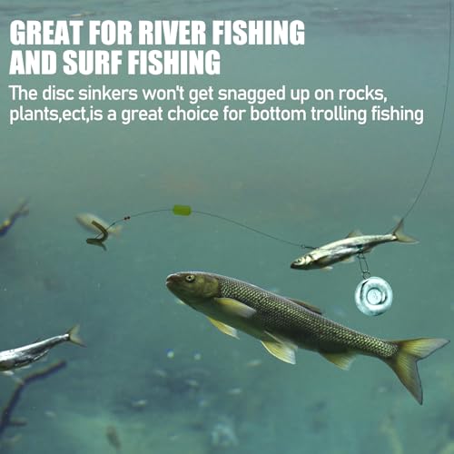 Image of Dr.Fish Coin Sinkers Disc Weights Catfishing Saltwater | 1oz-16oz Coin No Roll Sinker for Freshwater River Bank Fishing Surf Beach Cast Inshore Fishing