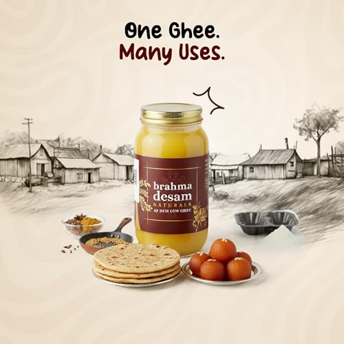 Image of Brahmadesam A2 Cow Ghee 1000 Ml | Pure and Natural Desi Cow Ghee | Everyday A2 Ghee for Cooking & Daily Use | Glass Jar