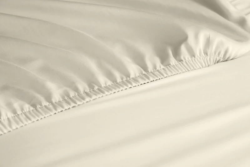Image of la' amour Glace Cotton Elastic Fitted Bedsheets with 2 Pillow Covers Double Bed All Around Elastic Sheet Supersoft Size - 72 x 78 +10 inches, White 180 tc - 200 tc