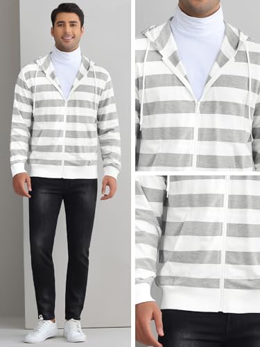 Lars Amadeus Striped Hoodie for Men's Lightweight Long Sleeves with Pockets Hooded Stripes Jackets4