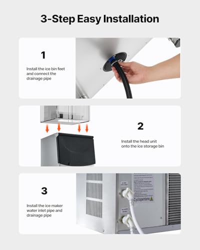 VEVOR Commercial Ice Maker Storage Bin, 250 LBS Capacity Ice-Bin, Stainless Steel Commercial Ice Storage Bin with Adjustable Anti-Slip Rubber Feet, Suitable for Restaurant Hotel and Beverage Shops