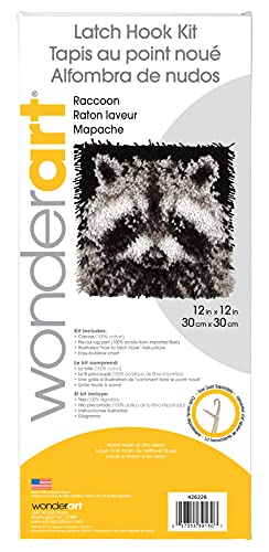 Image of Wonderart 426226C Raccoon Yarn Latch-Hook Kit12 inch X 12 inch100% Acrylic Machine Wash & Dry