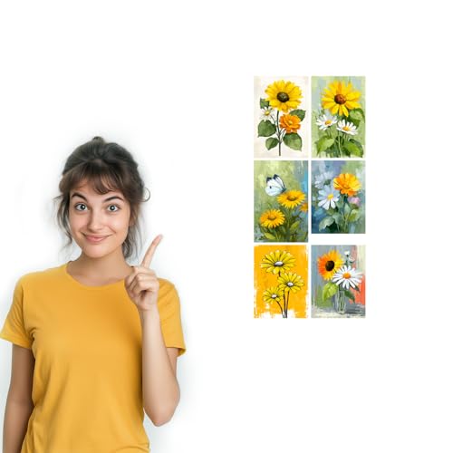 Image of SiddArtify Floral Wall Art Prints Set - Botanical Flower Poster Decor for Living Room Bedroom Office - Set of 2-4x6 Inch - Board (Pack of 6) - Sticker (Pack of 6)