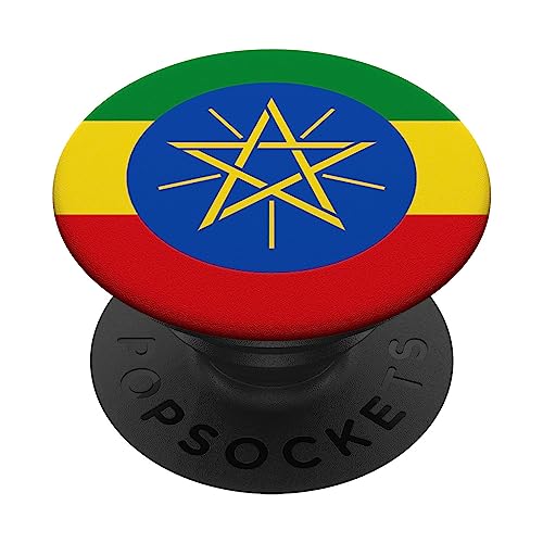 Ethiopia Ethiopian Flag PopSockets Swappable PopGrip, Black