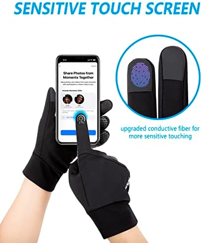 Fageny Winter Thermal Gloves, Running Warm Liner Gloves Windproof, Water Resistant, Anti-slip Touchscreen Gloves for Men Women Running Walking Riding Cycling Driving