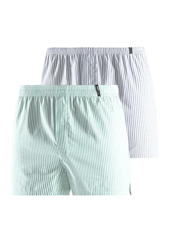 s.Oliver Weite Boxershorts 2er-Pack, blau grün gestreift, M