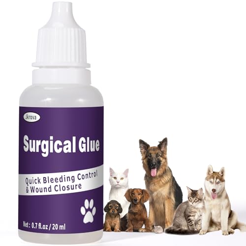 Quick-Setting Animal Surgical Glue 20ml – Fast Bleeding Control & Wound Closure for Pets | Strong & Flexible Veterinary Adhesive – Relieves Pain from Cuts, Scrapes & Lacerations
