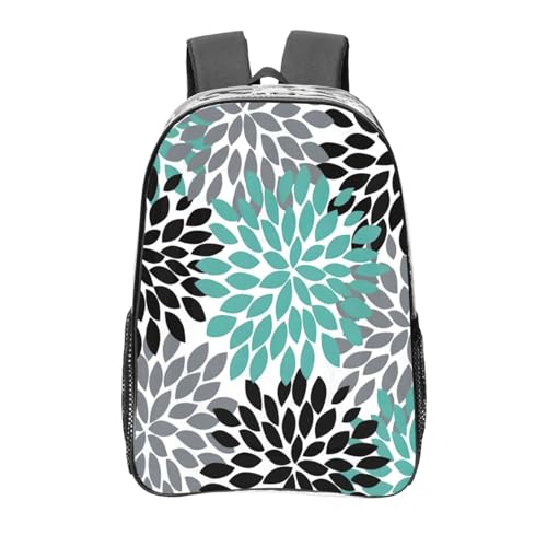 Sac à dos transparent imprimé dahlia avec grand compartiment léger pour écoliers
