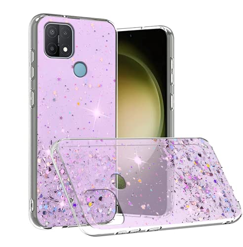 Wousunly Compatible With Oppo A15 Case Glitter Clear Green,Oppo A15 Phone Case Silicone Transparent Soft Tpu Women Girls Shockproof Protective Slim Cover cover