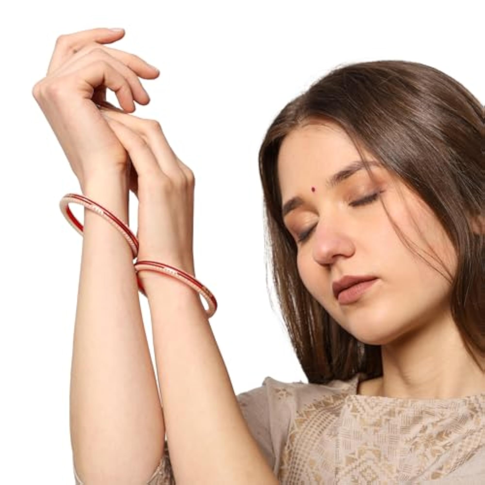 Crimson Charm 22k Hallmark Bangle Pair for Women
