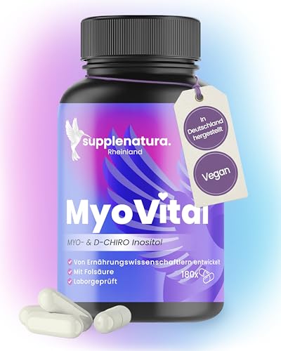 Myo Inositol 2150mg pro Tag I 180 Kapseln mit Vitamin B6, Folsäure & Chrom – Vegan, Laborgeprüft -Inositol Kapseln von Supplenatura ®