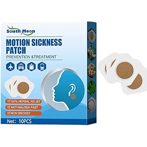 Motion Sickness Patches, Anti Nausea Sea Sickness Patch, Relieve Vomiting, Nausea, Dizziness Resulted from Travel of Cars, Ships, Airplanes, Fast Acting and No Side Effects (10) Cover