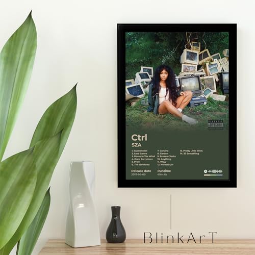 Image of BLINKART Ctrl - CTRL Wall Photo Frames | Wall Art for Bedroom, Living Room, Studio or Office | Album Cover Print with Spotify Song Link QR Code | Gift for Fans - 8x12 In