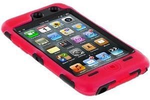 Black Hard/Red Skin Hybrid Case Cover Compatible with Apple iPod Touch 4G, 4th Generation, 4th Gen 8GB / 32GB / 64GB