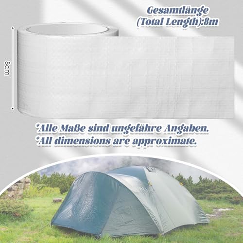 Sinmoe PE Planenband Lkw Reparatur Klebeband Markisenstoff Reparaturset 8cm ∗ 8m Wasserdicht Zelt Flicken für Kfz Anhänger Flugzeug Flicken Gewebeplane Trampolin Planen Kleber(Transparente)