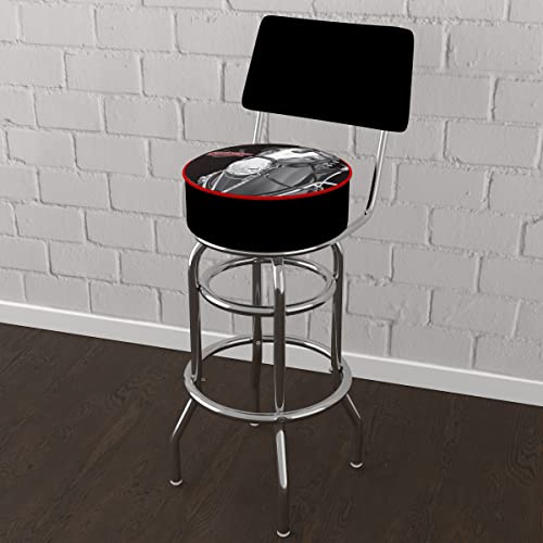 Trademark Gameroom Bar Stool - Budweiser Clydesdale Black Stool With Foam Padded Seat And Back - Swivel Chair For Game Room, Garage, Or Home Bar #TOP1