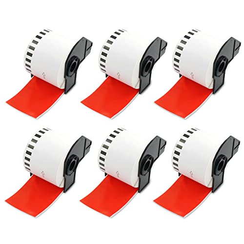 Rouleaux étiquettes continues DK-2205 compatibles Brother QL BETCKEY rouge pour colis de 61mm