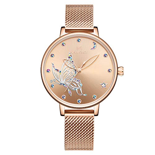 NAVIFORCE Womens Fashion Watches Waterproof Analog Luxury Wristwatch Unique Face Design Casual Dress Watches for Ladies