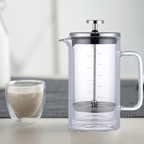 YSWPNA Glazen Karaf Pot Duurzaam Hittebestendig Drinkware met RVS Filter Thee en Opgeschuimd voor Espresso Keuken, 600ml - Afbeelding 6