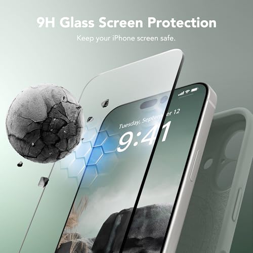 Image of Magnetic for iPhone 16 Case, Compatible with MagSafe, [Screen Protector + Full Camera Protection], Silicone Shockproof Anti-Scratch Protective Phone Case for iPhone 16 6.1 inch, Calke Green