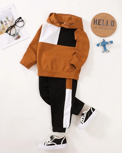 Image of Toddler Boy Clothes Baby Boy Outfit Letter Prints Hoodies Top Ripped Jeans Cute Boys Clothing Set Fall Winter