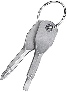 Mini Screwdriver Keychain Set, Stainless Steel Portable Flat Head and Phillips Screwdriver Set Tool Outdoor Multifunctional EDC Tool Mini Pocket Tool with Key Ring(Silver)
