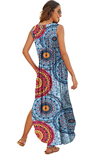 Image of Hount Women's Casual Summer Sleeveless Dress Loose Split Maxi Dresses with Pockets