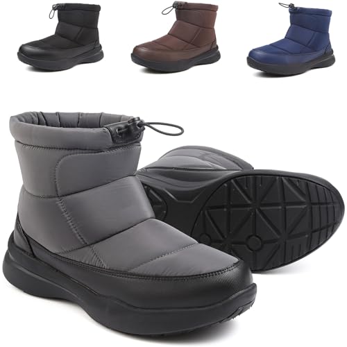 Botas de Nieve Hombre Botines de Invierno Zapatillas Antideslizantes Calentar Forradas Zapatos de Senderismo Trekking Gris...
