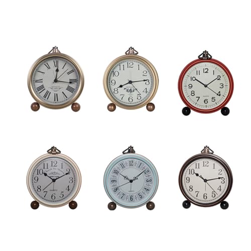 Image of Quiet Table Clock with Easily to Read Roman Numeral Suitable for Bedroom Office Workshop Metal Frame Clock