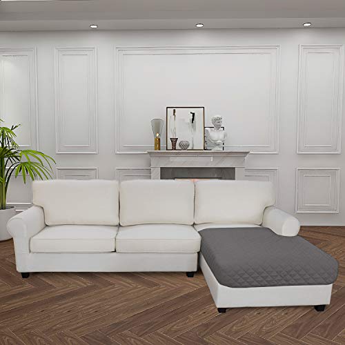 Image of Easy-Going L Shape Sectional Sofa Slipcover 42 x 52 Inches Rectangular Chaise Lounge Reversible Furniture Protector for Pets Kids Children Dog Cat (Gray /Gray)