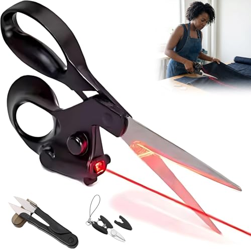 Laser Guided Scissors for Fabric Precision Sewing Scissors with Laser Line Guide Ergonomic Handle for Quilting Craft & DIY with Mini Scissors and Thread Snip