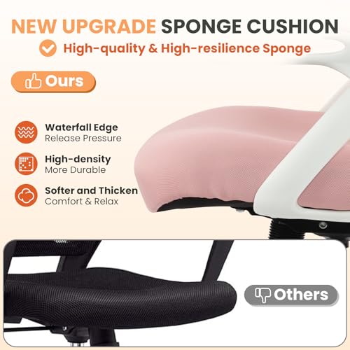 Image of HYLONE Drafting Chair Tall Office, Ergonomic Standing Desk Stool Adjustable Big and Tall Drafting Office Chair with Flip-Up Armrests, Mesh, Pink