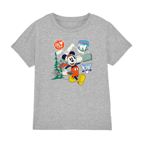 T-shirt Mickey Mouse enfant aux motifs badges de ski, le cadeau parfait