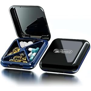 DUOUPA Tablettenbox met 4 vakken, pillendoos, waterdichte medicijnbox, pillendoos voor reizen en dagelijks gebruik…