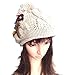 BIBITIME Handmade Knit Women Beanie Pom Ball Hat Starfish Bead Flower Decoration (One Size for Adult, Beige)