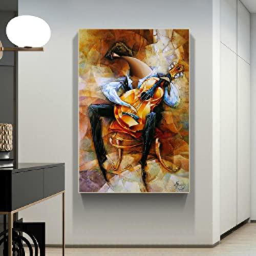 Peinture abstraite toile portrait femme coloré affiche art mural premium