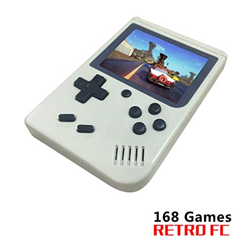 YLM Consoles De Jeux Portable, Console de Jeu Retro FC, Console de Jeu vidéo pour système de Divertissement avec 3 Pouces 168 Jeux Classiques, Cadeau d'anniversaire pour Enfants (Blanc)