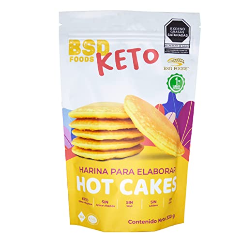 Keto, BSD FOODS - HARINA PREMEZCLA PARA HOT CAKES KETO - HARINA PARA HOT CAKES SIN SOYA | HARINA PARA HOT CAKES SIN LÁCTEOS Y GLUTEN | CONTENIDO: 330 GRAMOS