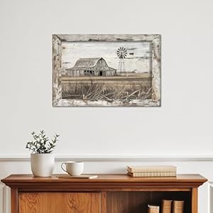 Barn Framed Wall Art Farmhouse Rustic Farm Wood Picture Decor Large Windmill Country Scene Painting Nature Landscape Artwork Panoramic Countryside View Print for Home Living Room Bedroom 12"x18" Barn Framed Wall Art Farmhouse Rustic Farm Wood Picture Decor Large Windmill Country Scene Painting Nature Landscape Artwork Panoramic Countryside View Print for Home Living Room Bedroom 12×18