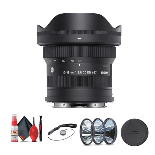 Sigma 10-18mm f/2.8 DC DN Contemporary Lens for L-Mount Ultra Wide-Angle APS-C Zoom Fast f/2.8 Aperture 15-27mm Equivalent Internal Focus 7-Blade Diaphragm Dust & Splash-Resistant Design